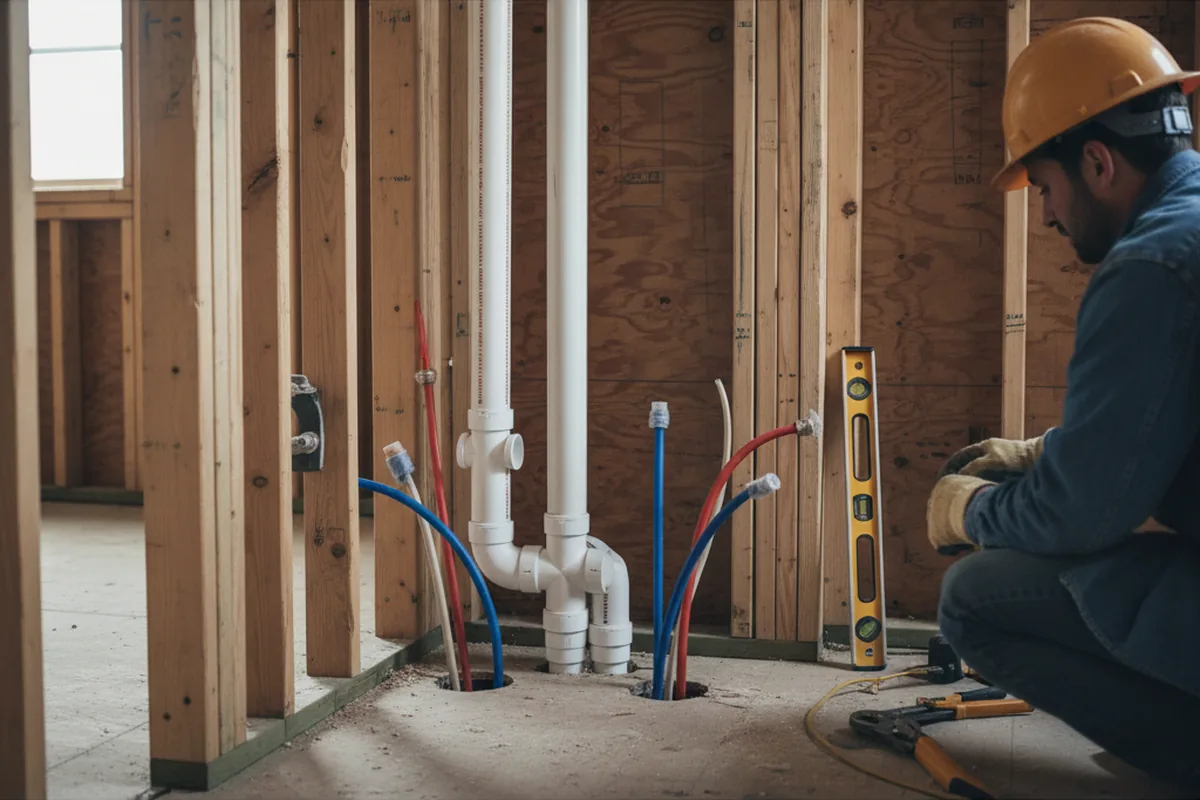 Drain and supply rough-in during Leak Detection in Phillipsville