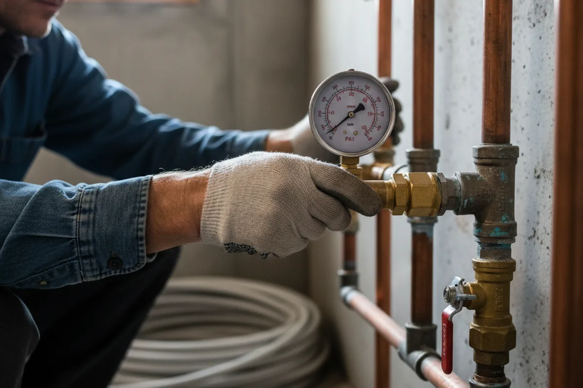 Pressure testing a repaired line during Water Line Repair in Phillipsville